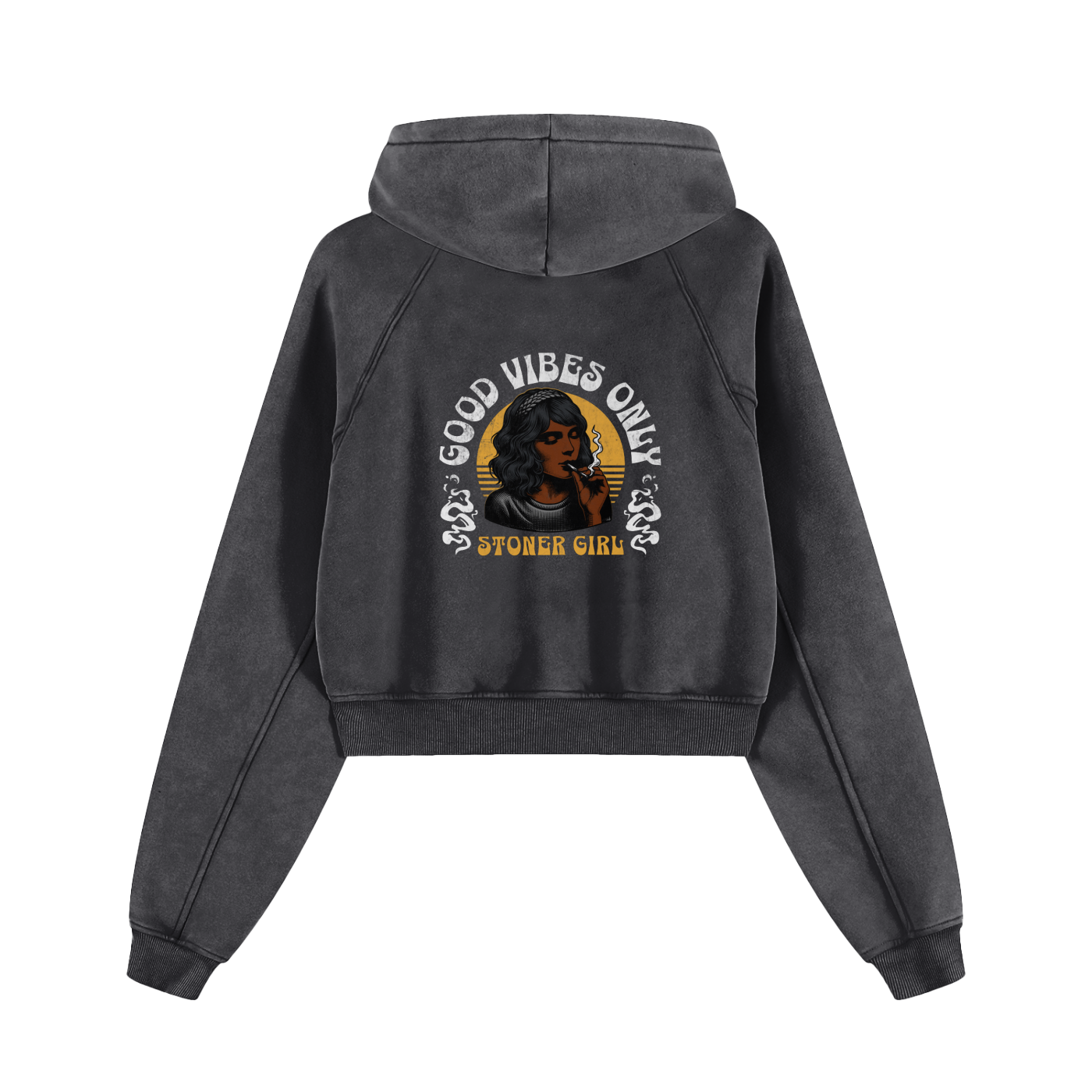 "Stoner Girl" Cropped Zip-Through Hoodie #RU0075