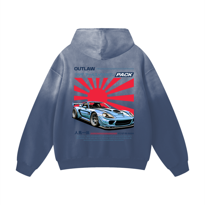 "Highspeed" Monkey Wash Drop Shoulder Oversized Hoodie