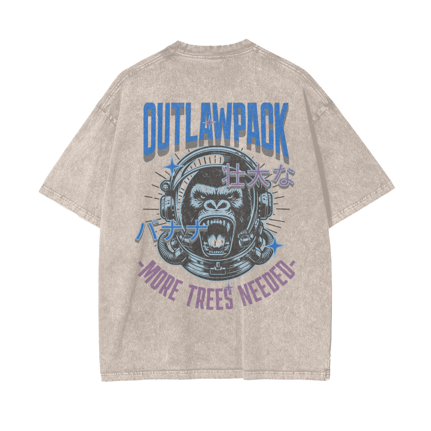 "More Trees" Acid Wash Oversize T-Shirt - 250 GSM