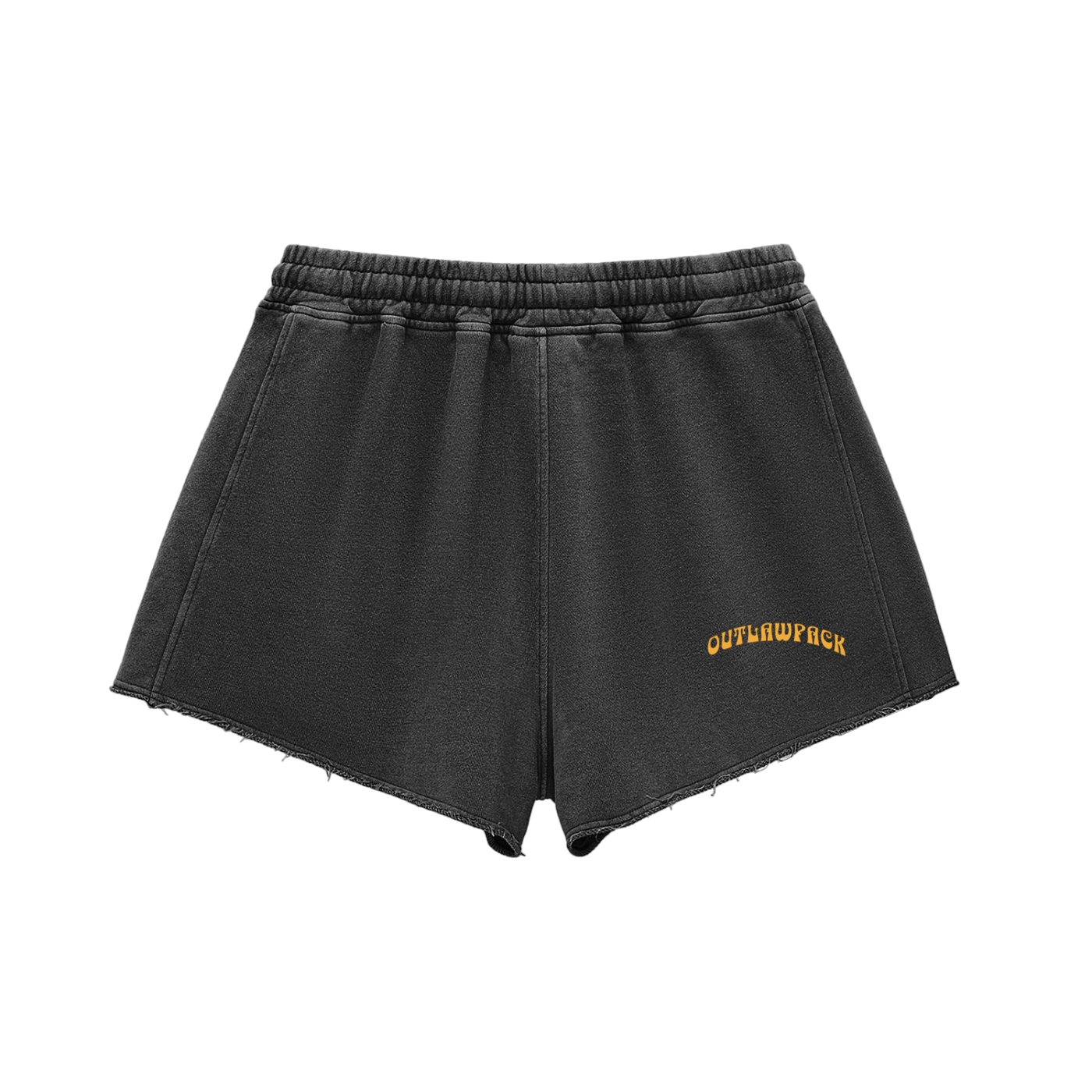 "Stoner Girl" Snow Washed Raw Edge Drawstring Shorts