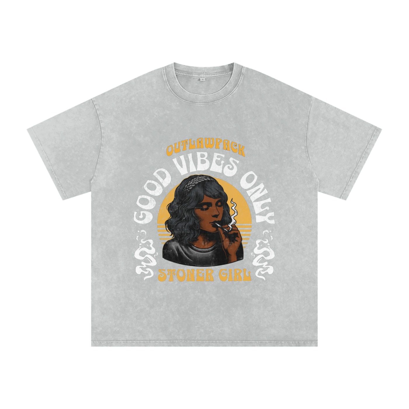"Stoner Girl" Acid Wash Oversize T-Shirt - 250 GSM