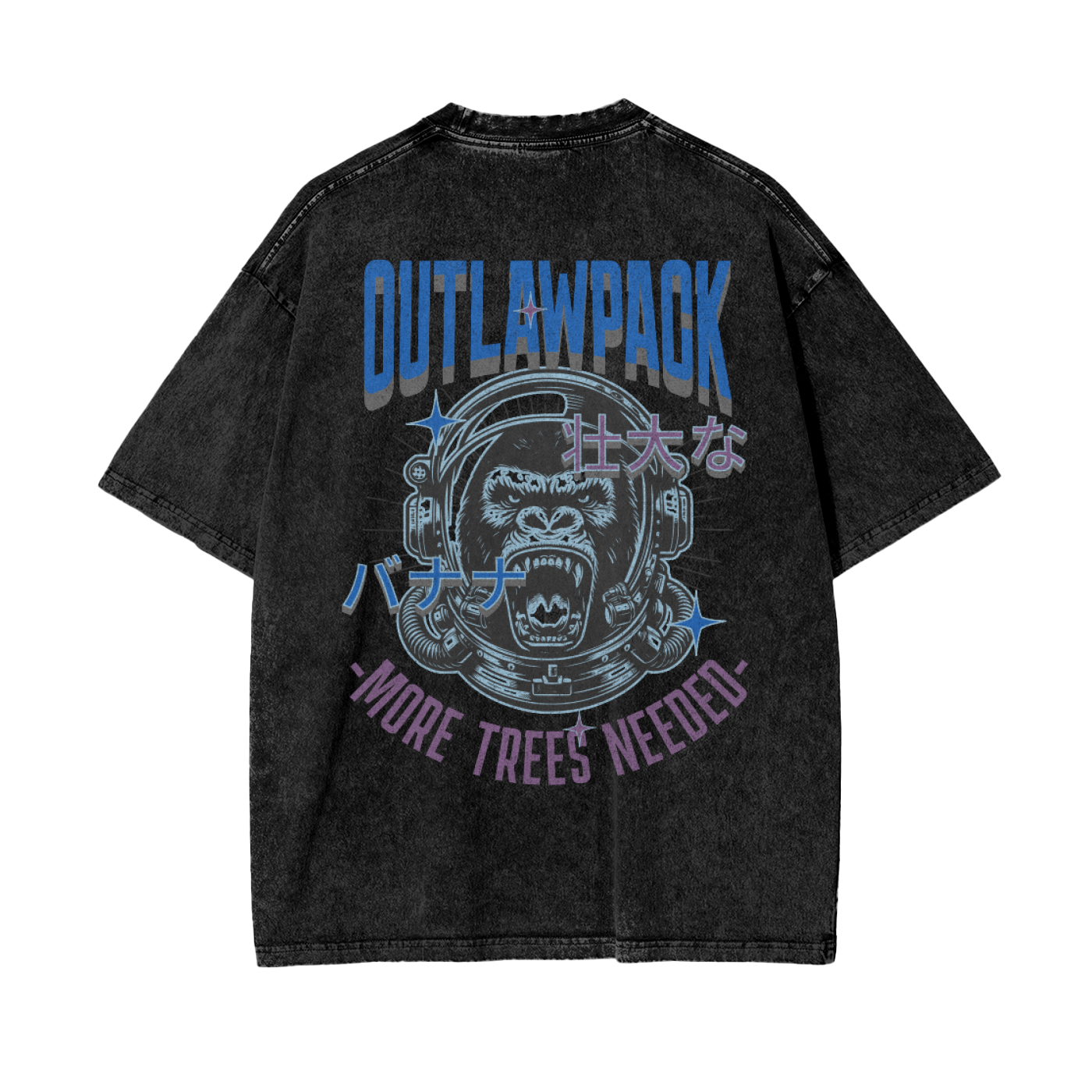 "More Trees" Acid Wash Oversize T-Shirt - 250 GSM
