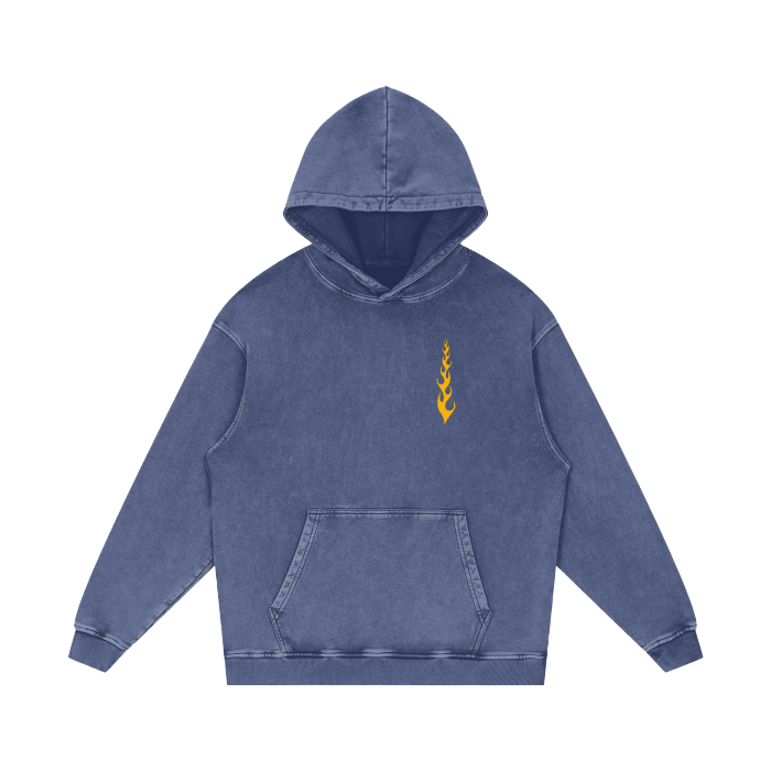 "Motorcycle Skull" Acid Wash Oversize Hoodie - 420 GSM