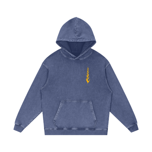 "Motorcycle Skull" Acid Wash Oversize Hoodie - 420 GSM