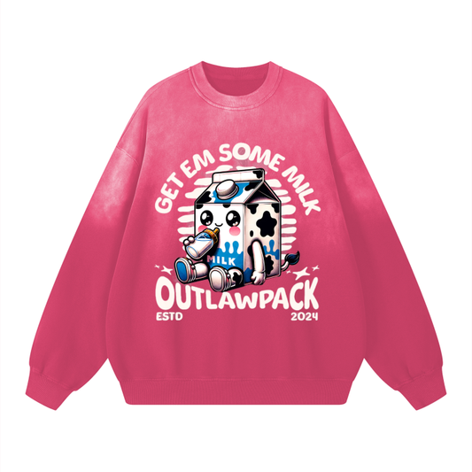 "Get em some milk" Monkey Wash Drop-Shoulder Sweatshirt