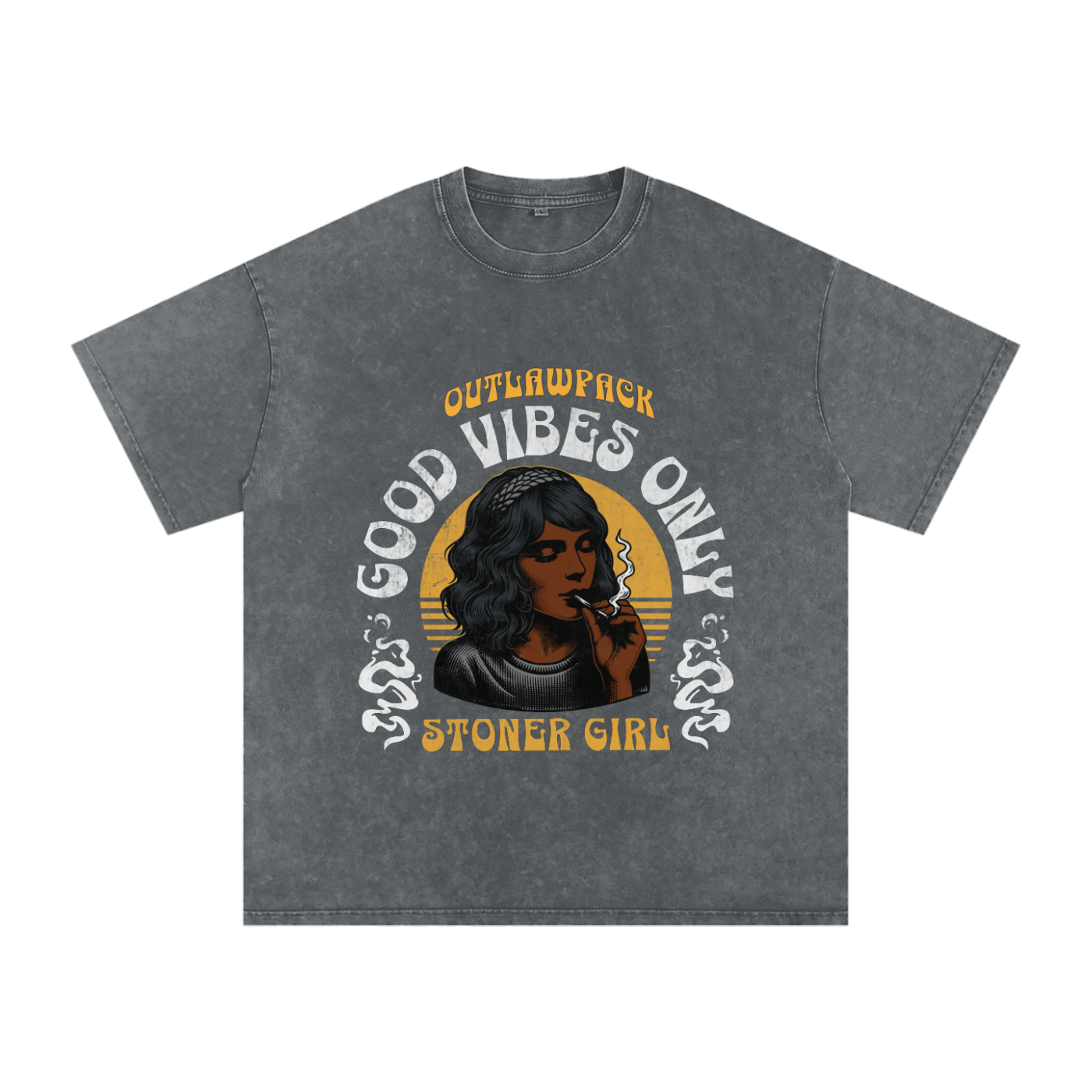 "Stoner Girl" Acid Wash Oversize T-Shirt - 250 GSM