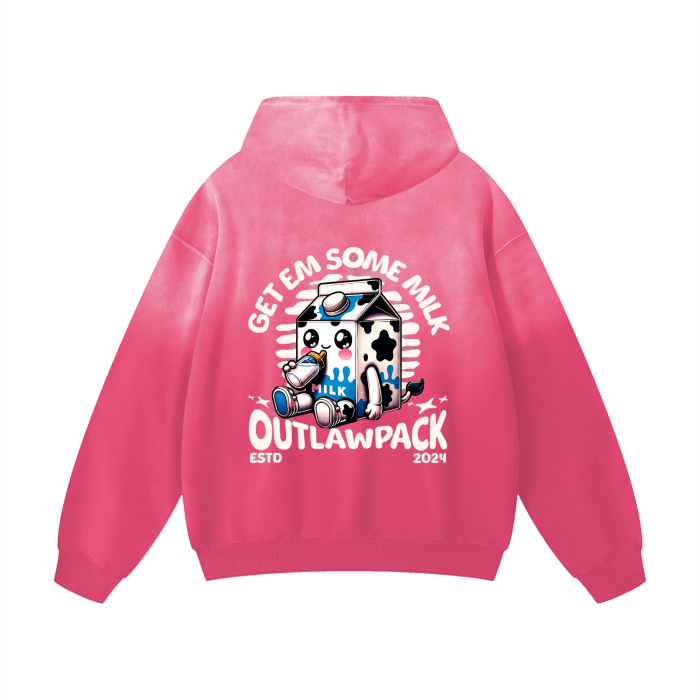 "Get em some Milk" Heavyweight Pure Cotton Handcrafted Monkey Wash Drop Shoulder Oversized Hoodie