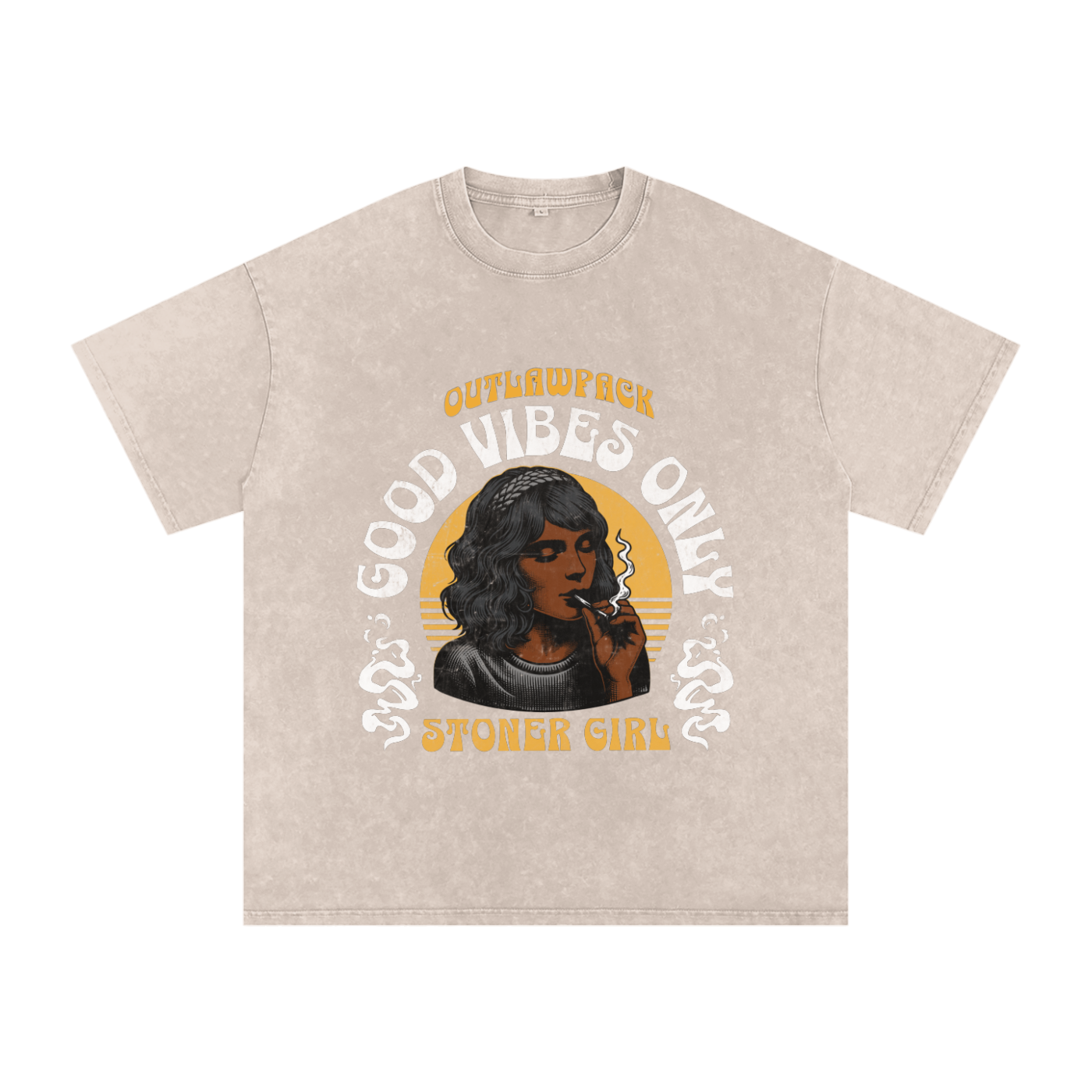 "Stoner Girl" Acid Wash Oversize T-Shirt - 250 GSM