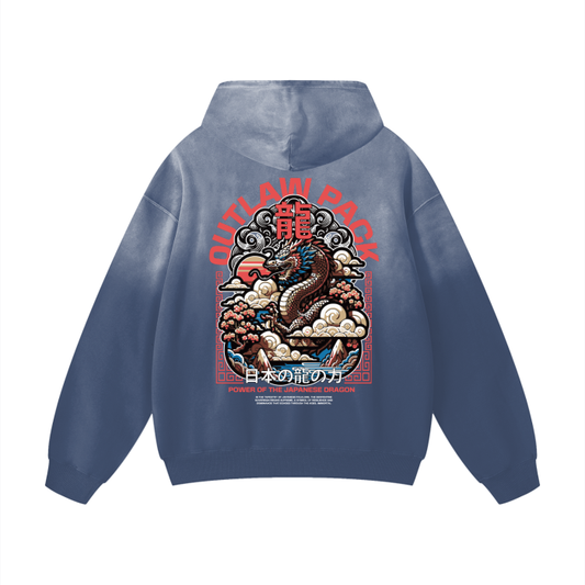 "The Dragon" Heavyweight Pure Cotton Handcrafted Monkey Wash Drop Shoulder Oversized Hoodie