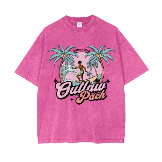 "Summer Vibes" Acid Wash Oversize T-Shirt - 250 GSM