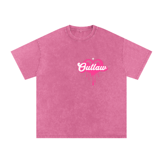 "Lady Outlaw" Acid Wash Oversize T-Shirt - 250 GSM