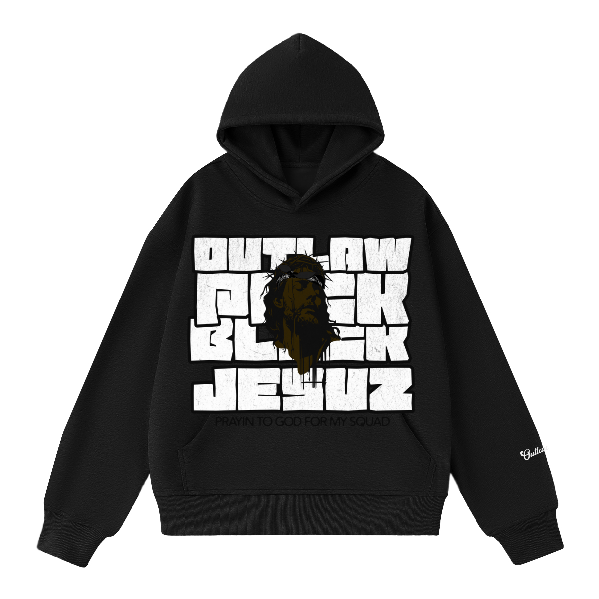 "Black Jesuz" Hoodie 400GSM Unisex Heavyweight Cropped Hoodie