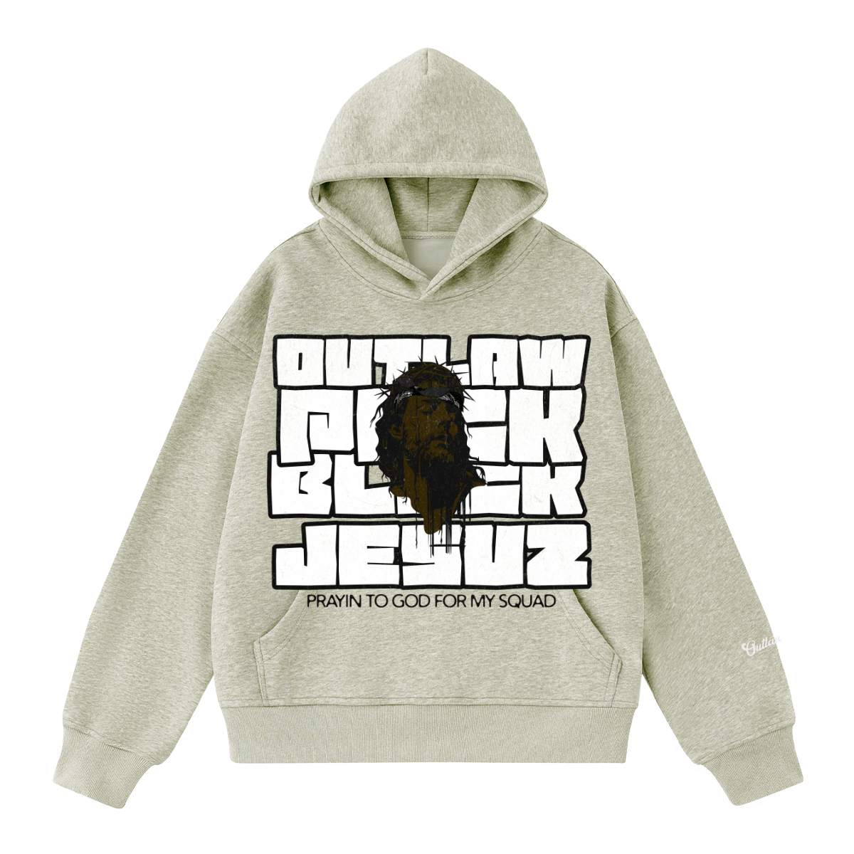 "Black Jesuz" Hoodie 400GSM Unisex Heavyweight Cropped Hoodie