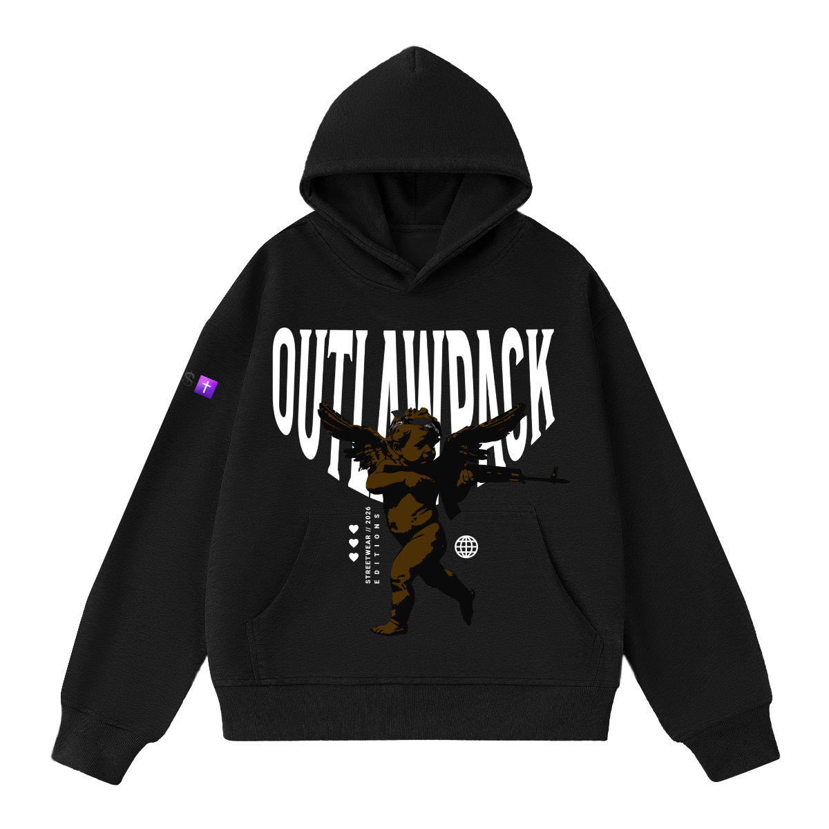 'Thug Angel" Hoodie 400GSM Unisex Heavyweight Cropped Hoodie