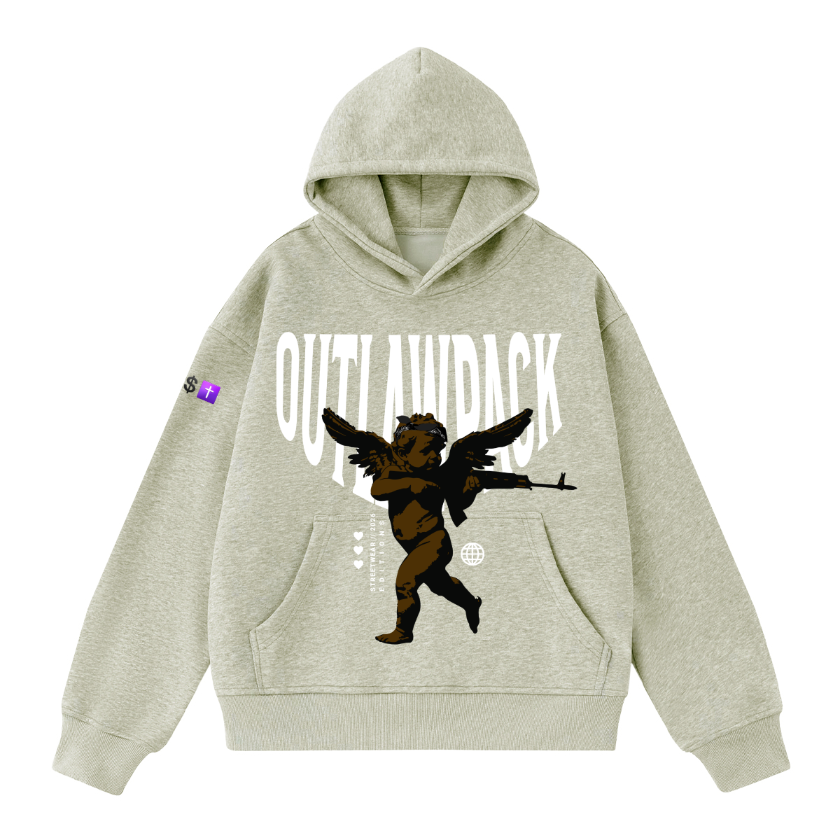 'Thug Angel" Hoodie 400GSM Unisex Heavyweight Cropped Hoodie