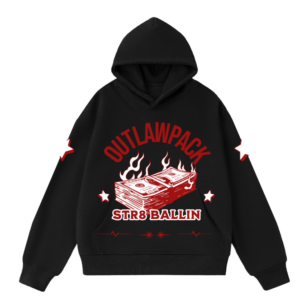 'Str8 Ballin" (Red) 400GSM Unisex Heavyweight Cropped Hoodie