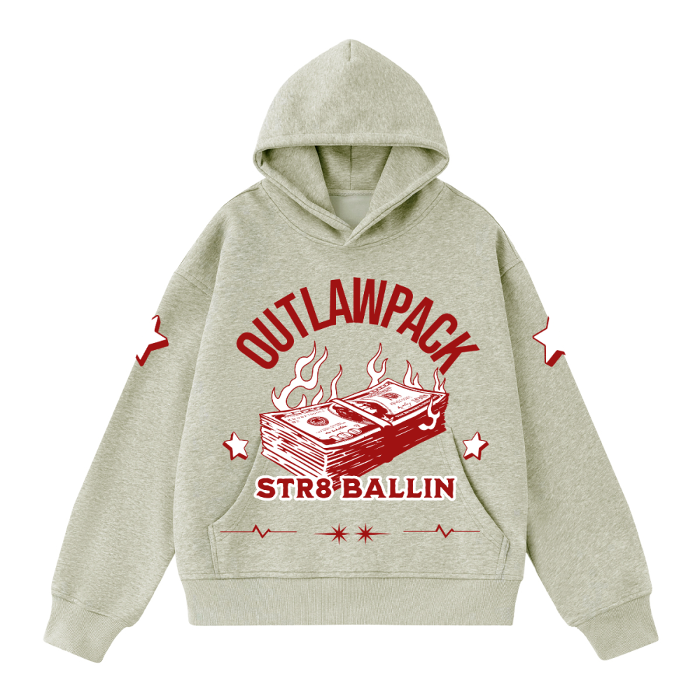 'Str8 Ballin" (Red) 400GSM Unisex Heavyweight Cropped Hoodie