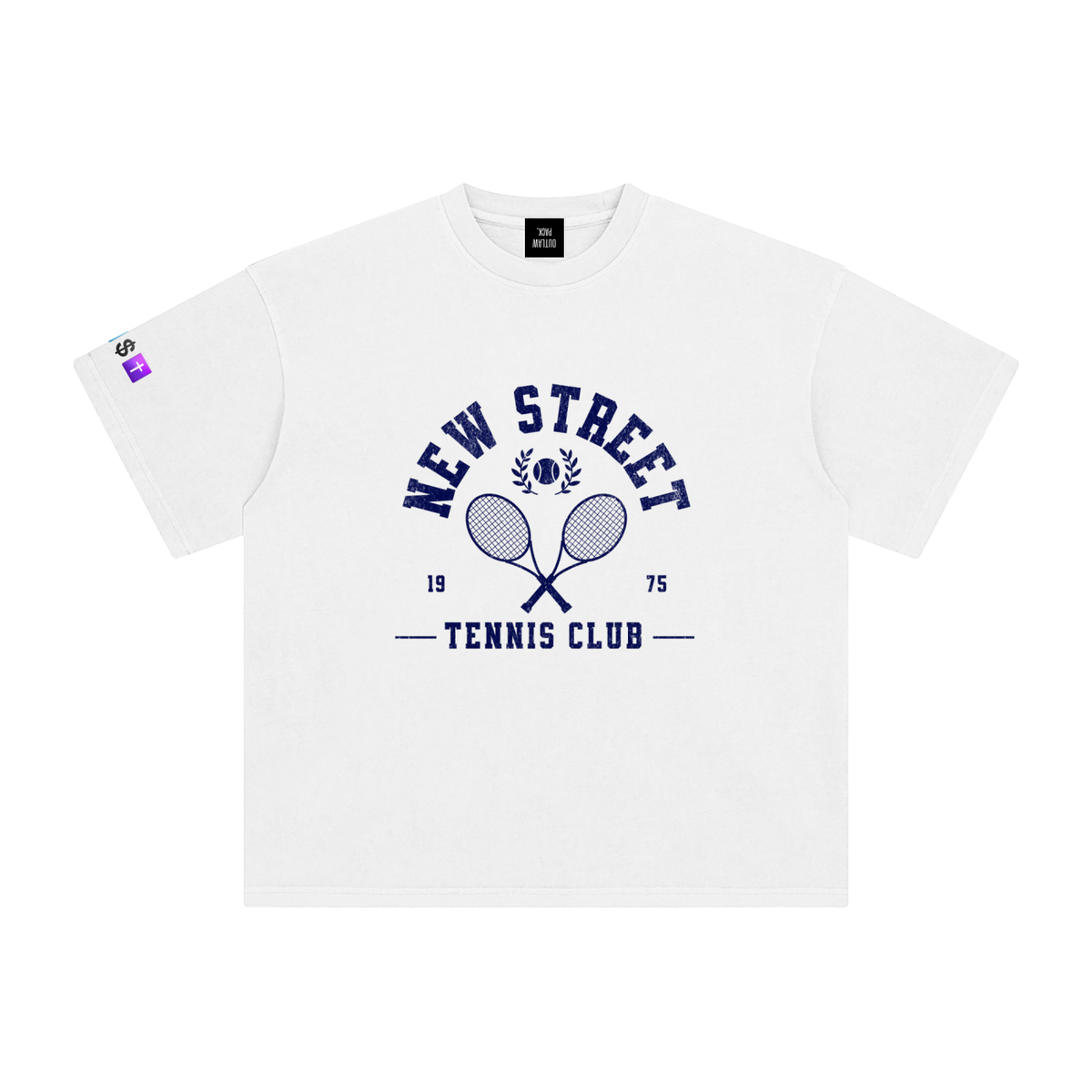"New St. Tennis Club " Enzyme Washed T-Shirt