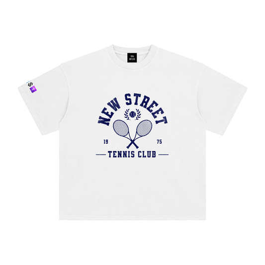 "New St. Tennis Club " Enzyme Washed T-Shirt