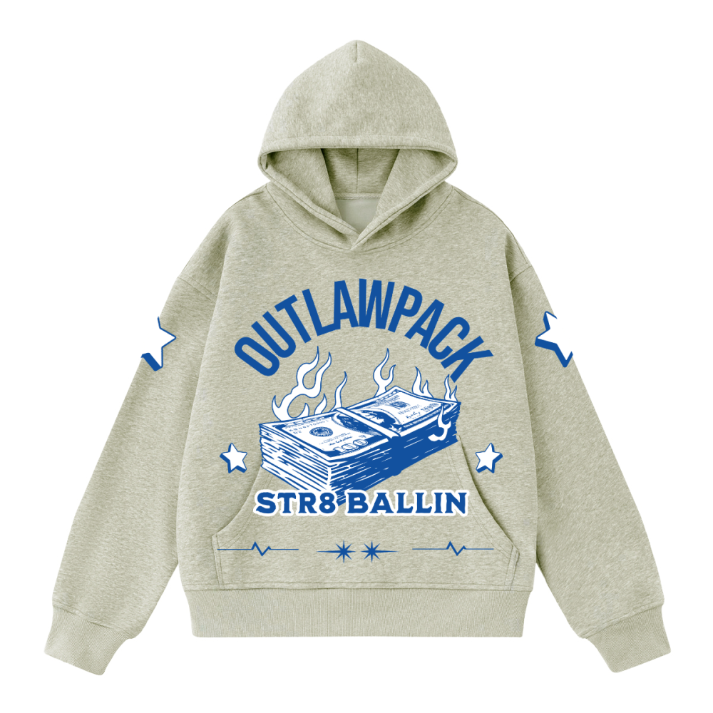 "Str8 Ballin" (Blue) 400GSM Unisex Heavyweight Cropped Hoodie