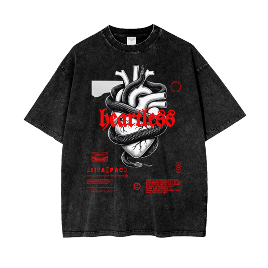 "Heartless" Acid Wash Oversize T-Shirt - 250 GSM
