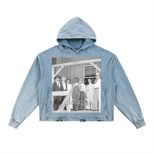"Black Men don't hang themselves from trees" Vintage Washed Frayed-Hem Hoodie