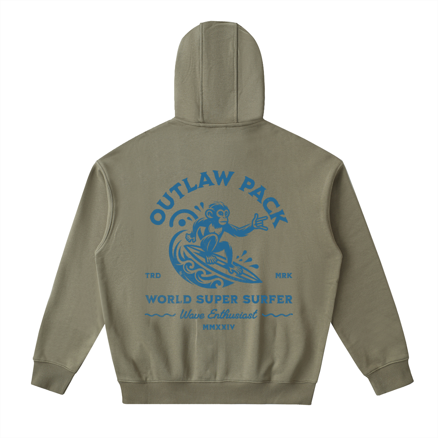 "Super Surfer" Drop-Shoulder Zip Up Hoodie